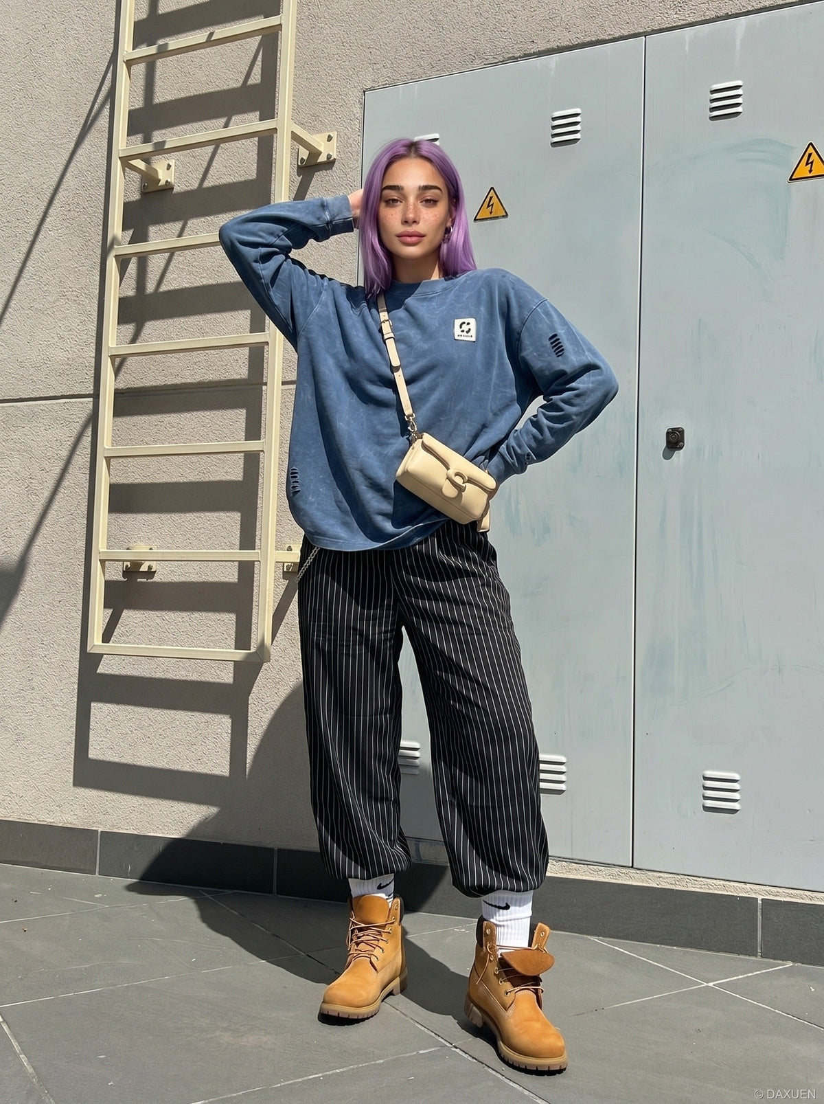DAXUEN Distressed oversized long sleeve top