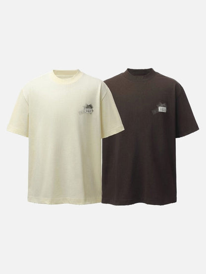 DAXUEN Distressed graphic loose-fit T-shirt