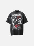 DAXUEN washed grey oversized distressed graphic tee