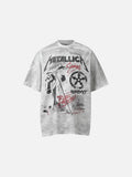 DAXUEN washed grey oversized distressed graphic tee