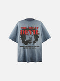 DAXUEN faded blue-grey oversized 'NOT TODAY DEVIL' graphic T-shirt