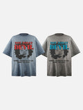 DAXUEN faded blue-grey oversized 'NOT TODAY DEVIL' graphic T-shirt