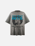 DAXUEN faded blue-grey oversized 'NOT TODAY DEVIL' graphic T-shirt
