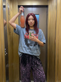 DAXUEN faded blue-grey oversized 'NOT TODAY DEVIL' graphic T-shirt — model photo