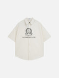 DAXUEN Distressed graphic oversized short-sleeved shirt — model photo