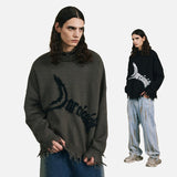 DAXUEN Distressed graphic oversized knitted sweater