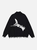 DAXUEN Distressed graphic oversized knitted sweater