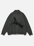 DAXUEN Distressed graphic oversized knitted sweater