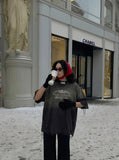 DAXUEN Distressed oversized graphic t-shirt — model photo
