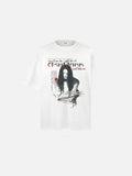 DAXUEN black oversized distressed graphic person t-shirt