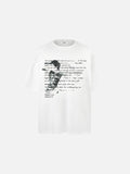 DAXUEN dark grey oversized distressed graphic person tee