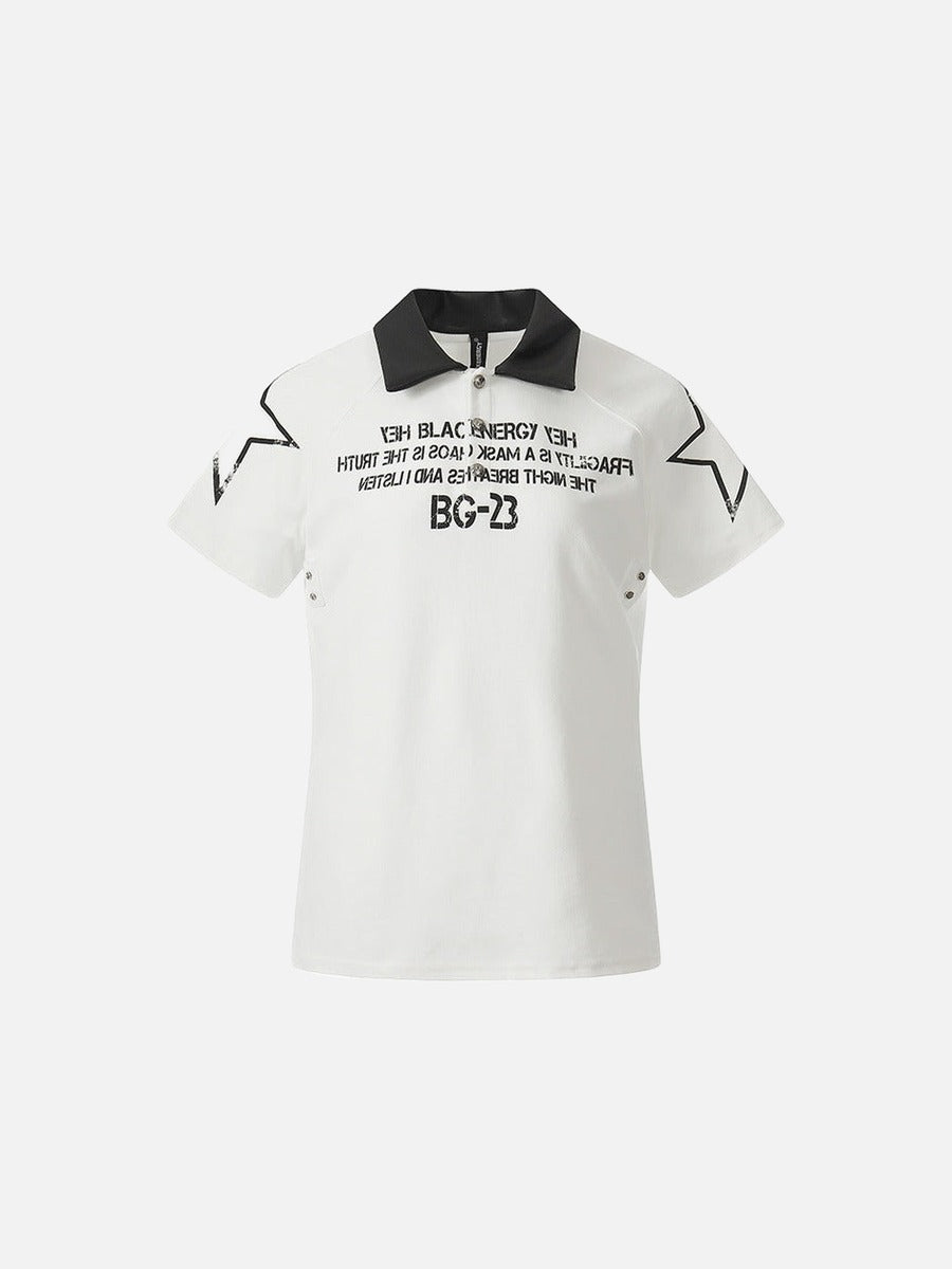 DAXUEN Distressed graphic polo shirt with unique designs