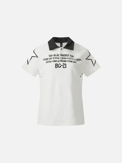 DAXUEN Distressed graphic polo shirt with unique designs