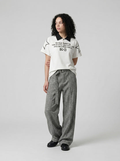 DAXUEN Distressed graphic polo shirt with unique designs — model photo