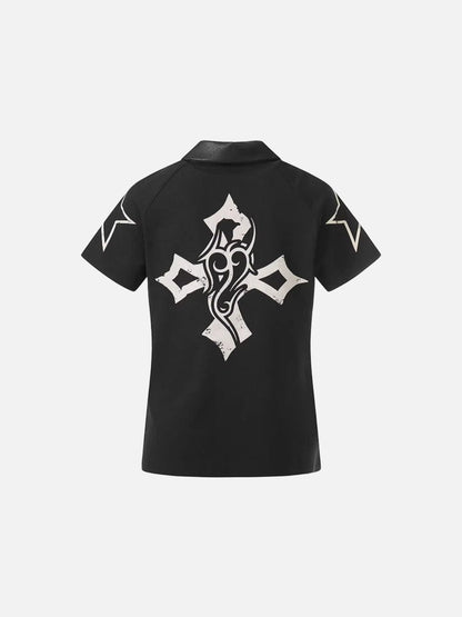 DAXUEN Distressed graphic polo shirt with unique designs