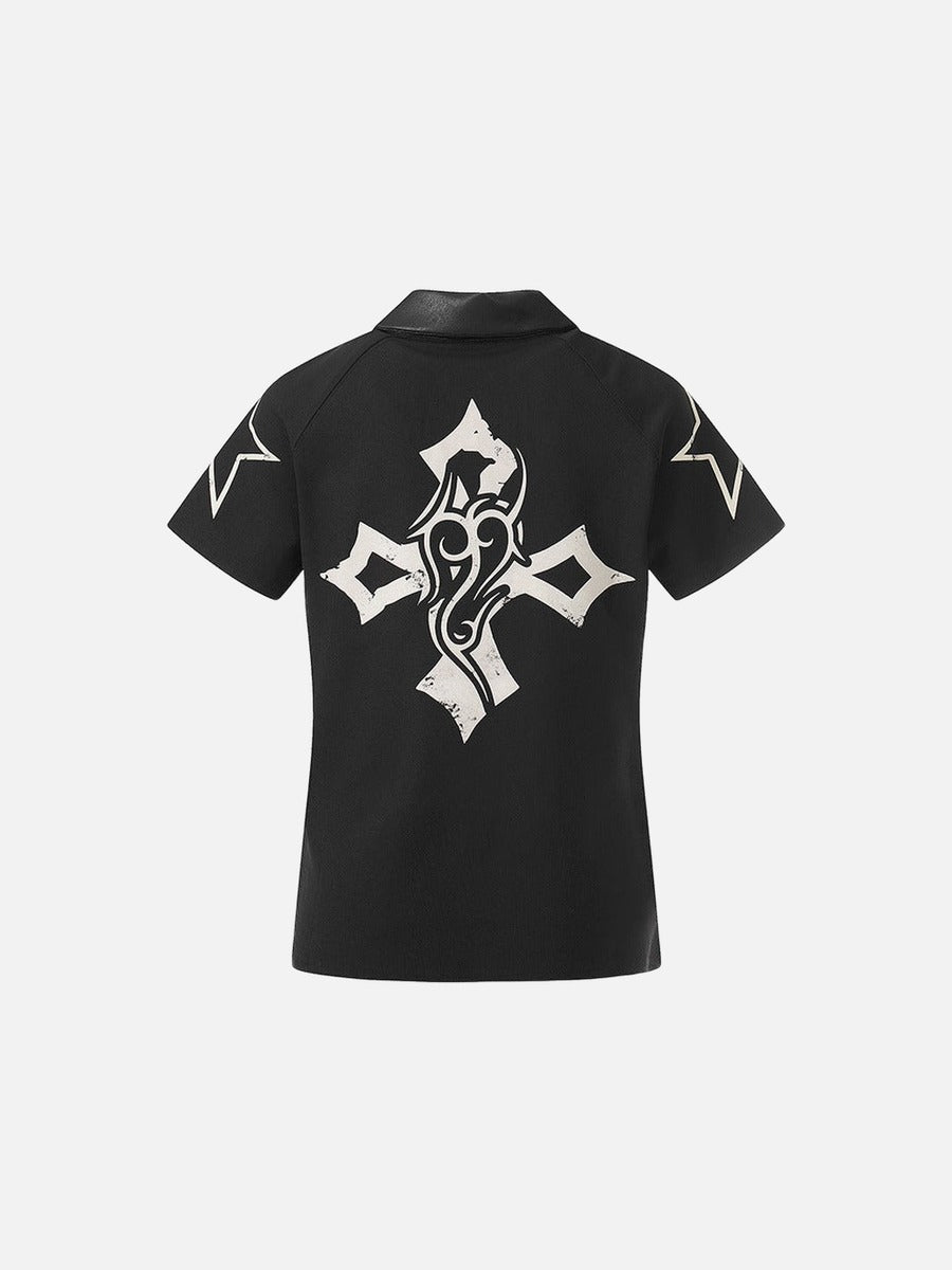 DAXUEN Distressed graphic polo shirt with unique designs