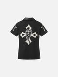 DAXUEN Distressed graphic polo shirt with unique designs