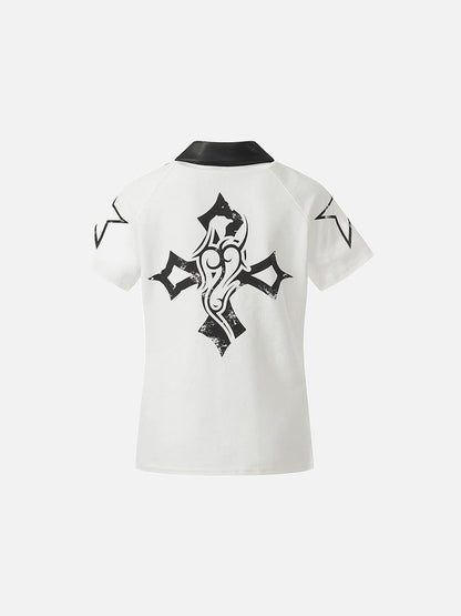 DAXUEN Distressed graphic polo shirt with unique designs