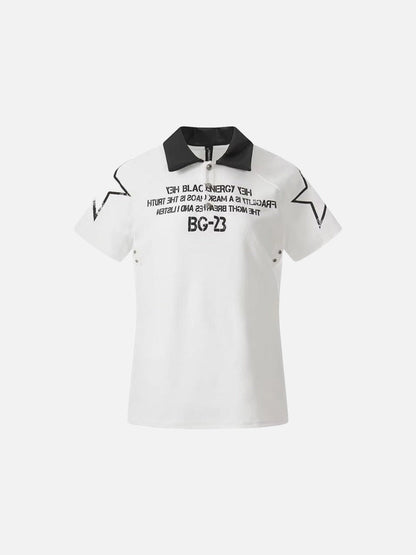 DAXUEN Distressed graphic polo shirt with unique designs