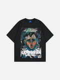DAXUEN Distressed graphic portrait t-shirt in black and white