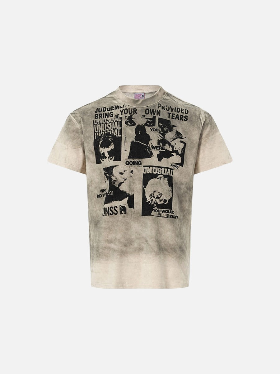DAXUEN Distressed graphic print crew neck t-shirt