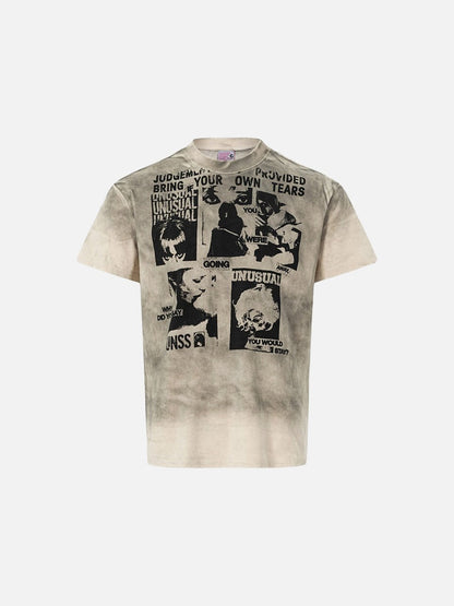 DAXUEN Distressed graphic print crew neck t-shirt