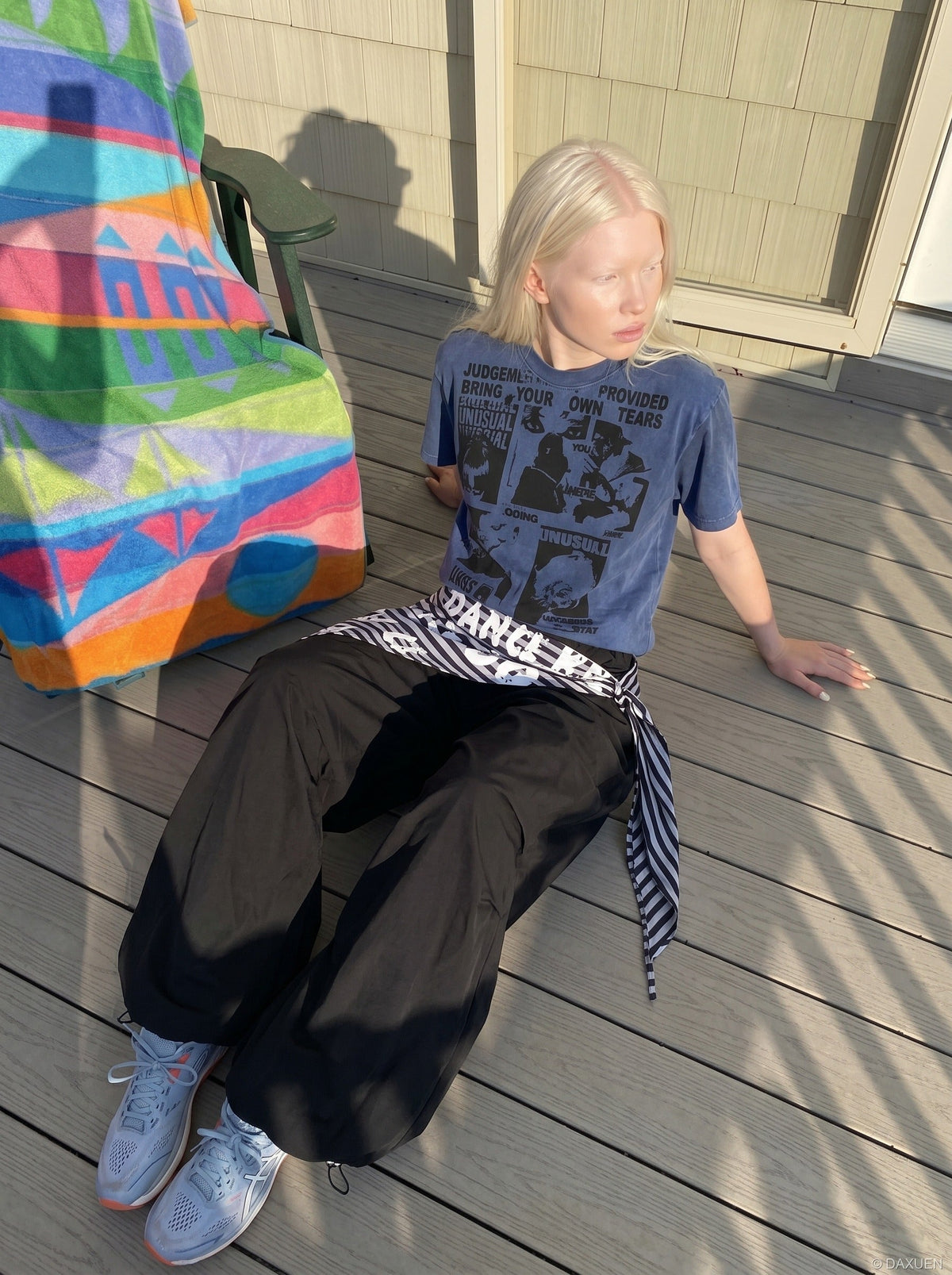 DAXUEN Distressed Graphic Print Crew Neck T-Shirt | DAXUEN — model photo