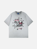 DAXUEN Distressed graphic print loose-fit T-shirt