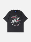 DAXUEN Distressed graphic print loose-fit T-shirt
