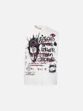 DAXUEN White short-sleeve t-shirt with distressed graphic print