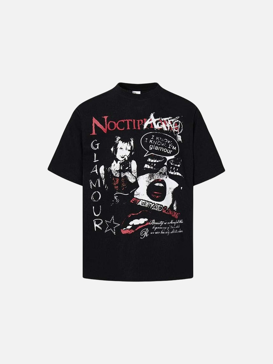 DAXUEN Black short-sleeved t-shirt with distressed graphic design