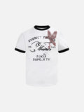 DAXUEN Distressed graphic ringer T-shirt with ribbed collar and cuffs