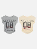 DAXUEN Distressed graphic ruched short-sleeved t-shirt