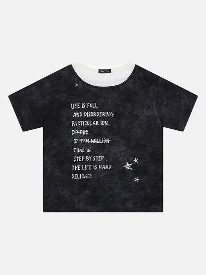 DAXUEN Distressed graphic short-sleeve t-shirt with star graphics