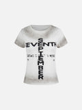 Distressed graphic short-sleeved T-shirt