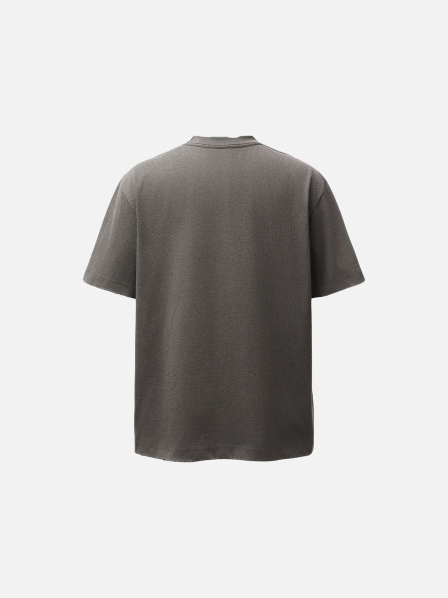 DAXUEN Distressed graphic T-shirt with raw-cut edges