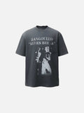 DAXUEN Distressed graphic T-shirt with raw-cut edges