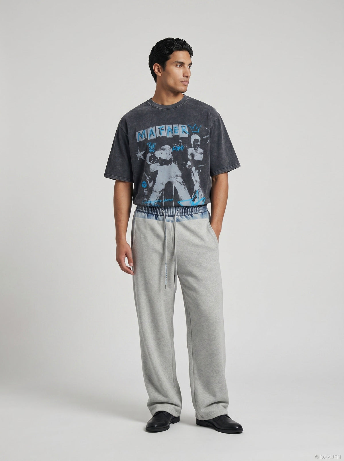 DAXUEN Distressed graphic short-sleeve t-shirt — model photo