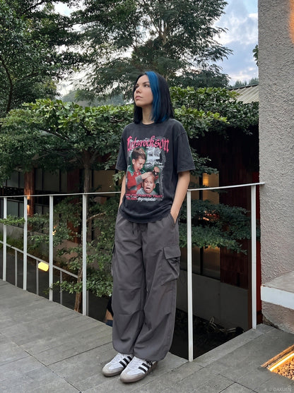 DAXUEN Distressed graphic short-sleeved T-shirt — model photo