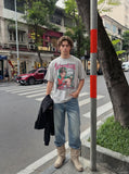 DAXUEN Distressed graphic short-sleeved T-shirt — model photo