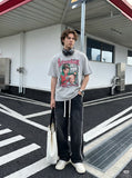 DAXUEN Distressed graphic short-sleeved T-shirt — model photo
