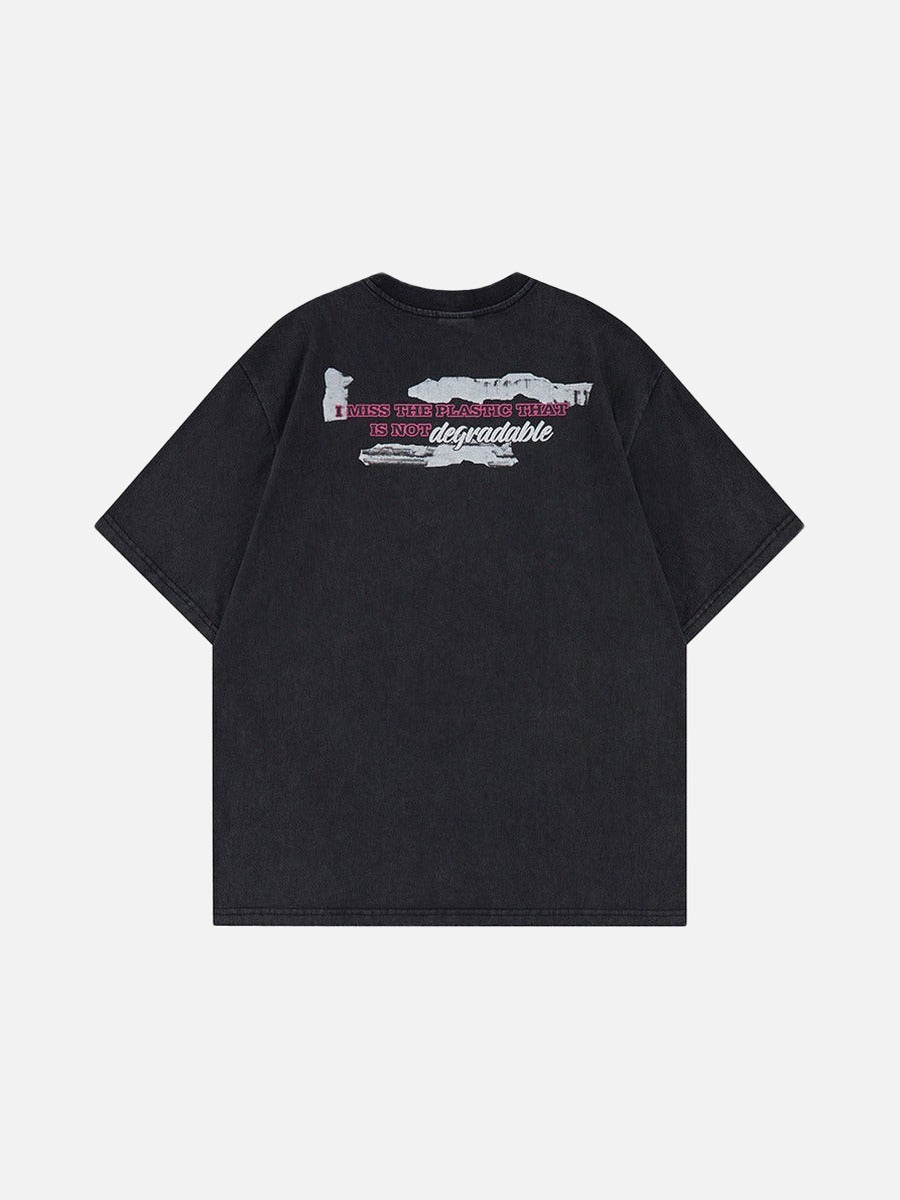 DAXUEN Distressed graphic short-sleeved T-shirt