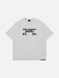 DAXUEN Distressed graphic t-shirt with plaid fabric details