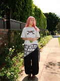 DAXUEN Distressed graphic t-shirt with plaid fabric details