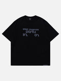 DAXUEN Distressed graphic t-shirt with plaid fabric details