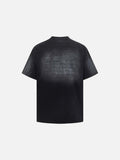 DAXUEN Distressed black graphic t-shirt with raw-edge neckline