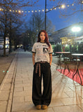 DAXUEN Distressed graphic t-shirt with waffle knit fabric — model photo