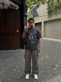 DAXUEN Distressed short-sleeved graphic T-shirt — model photo