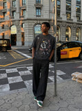 DAXUEN Distressed short-sleeved graphic T-shirt — model photo