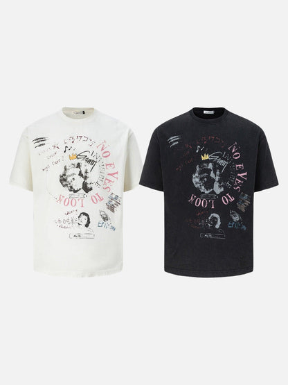 DAXUEN Distressed short-sleeved graphic T-shirt